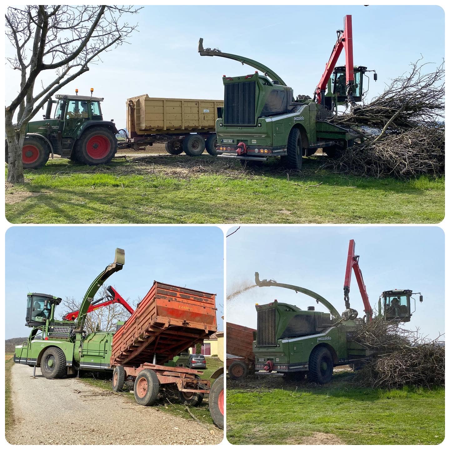 Broyage des branches issues de la taille des noyers AOP Noix de Grenoble